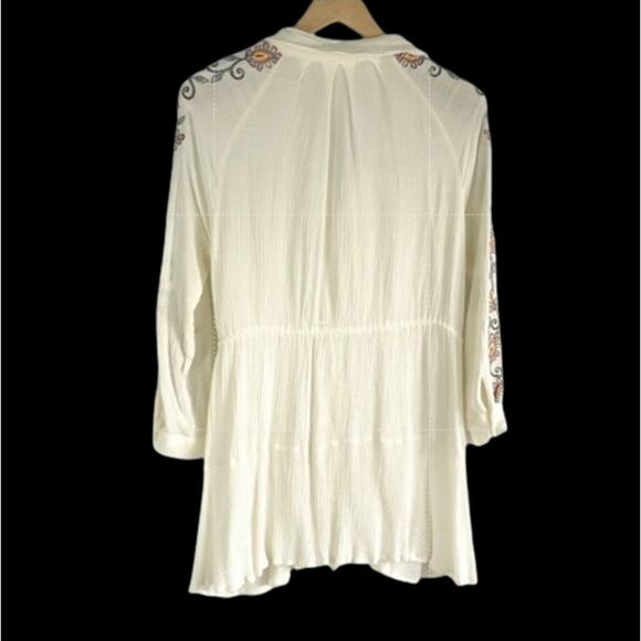 En Creme Anthropologie Embroidered Gauze Tunic Shirt Dress Women S Cream‎ Boho - Picture 2 of 7
